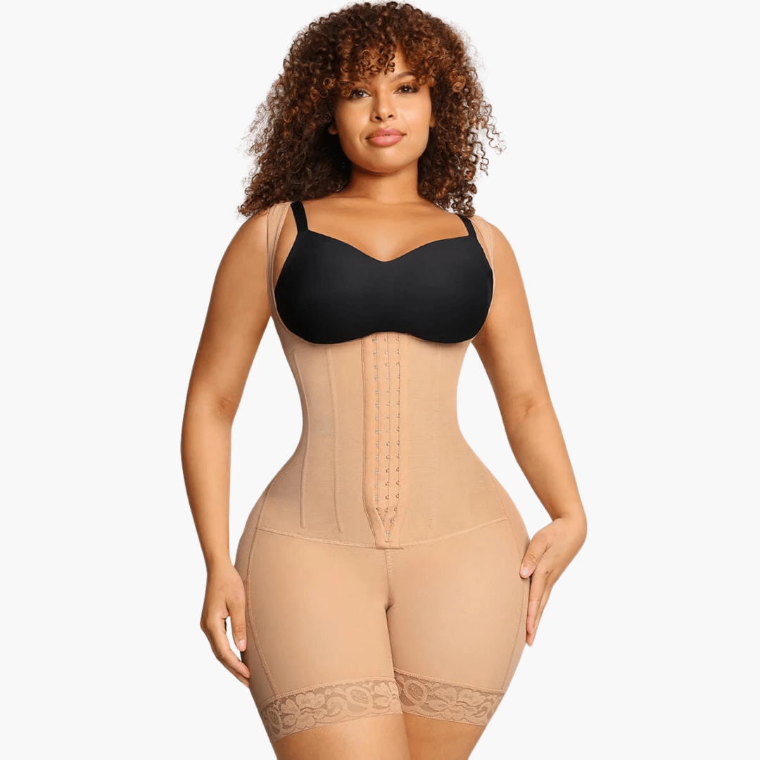 Colombiaanse Faja Bodysuit Hoge Compressie en Shaping Beige