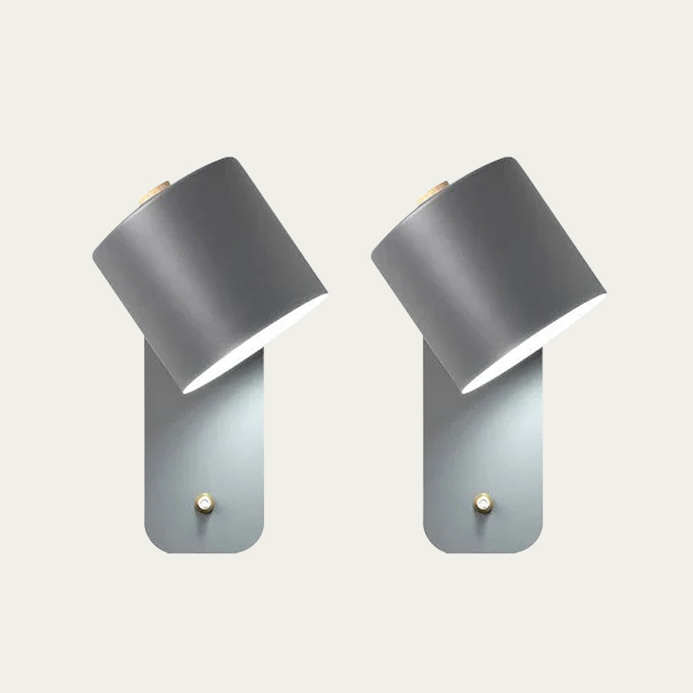 Vasquez Draaibare cilinderwandlamp Grijs-Set van 2