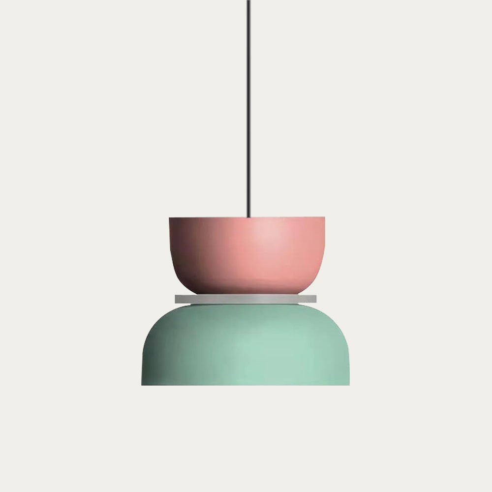 Lucie Colour Block Scandinavische hanglamp Roze + Lichtgroen