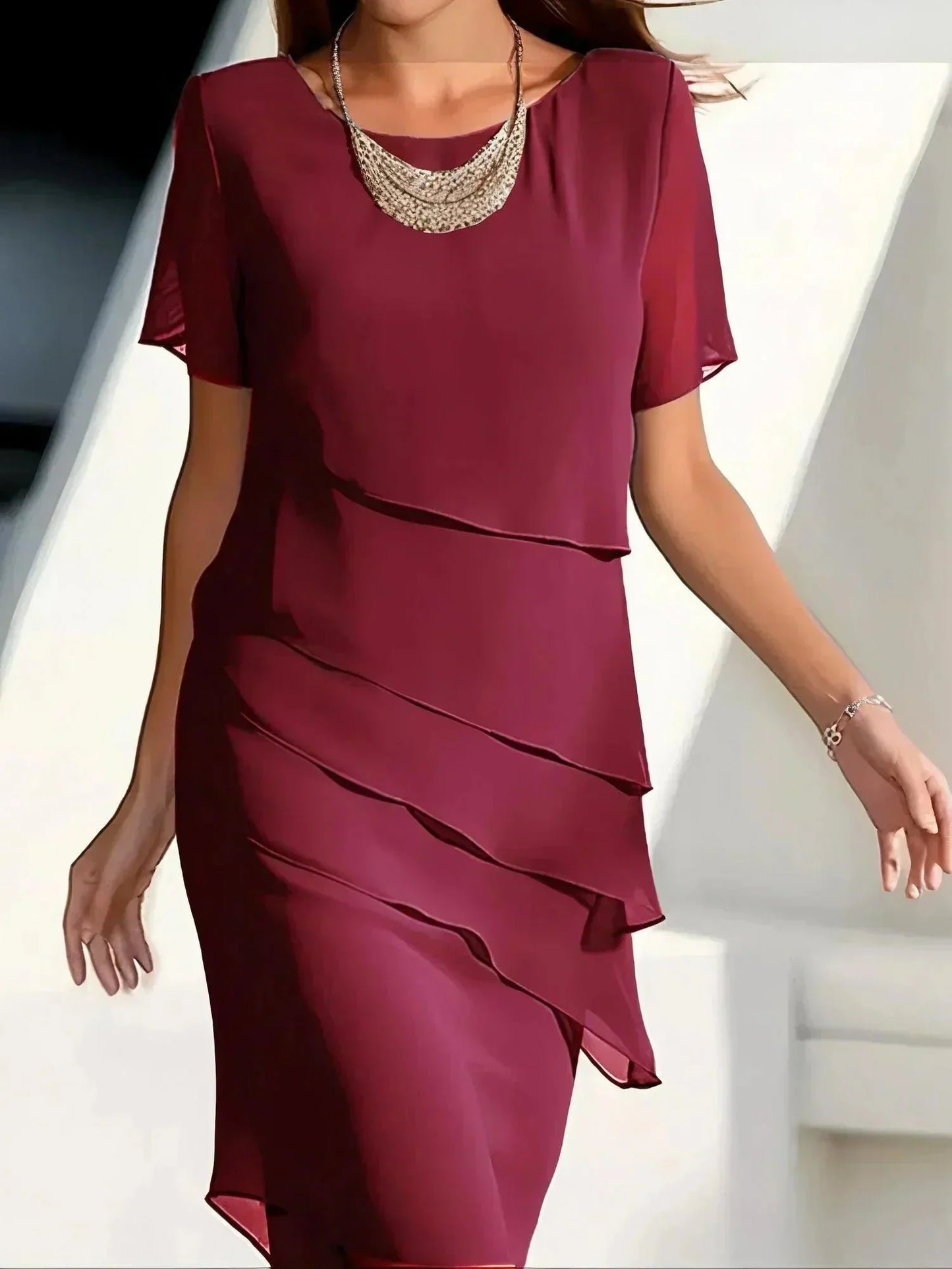Sophie Stijlvolle Taille-Control Jurk Rood