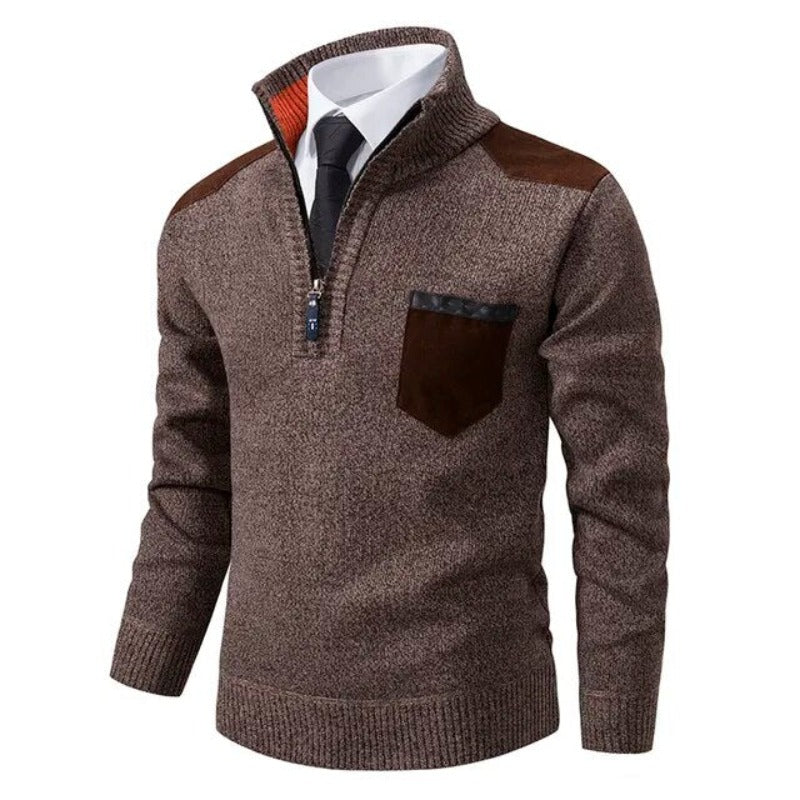 Dervaux | Pullover Trui met kraag en borstzak