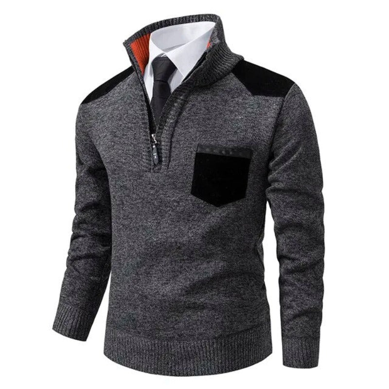 Dervaux | Pullover Trui met kraag en borstzak