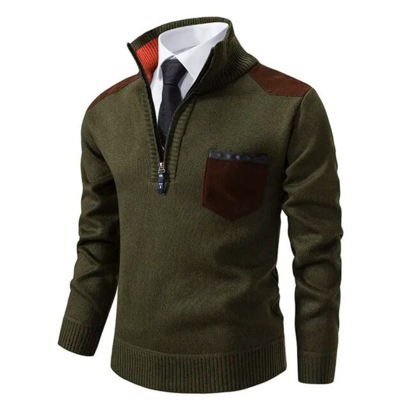 Dervaux | Pullover Trui met kraag en borstzak
