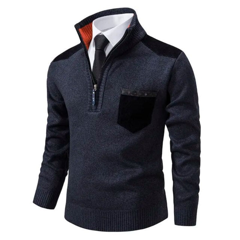 Dervaux | Pullover Trui met kraag en borstzak