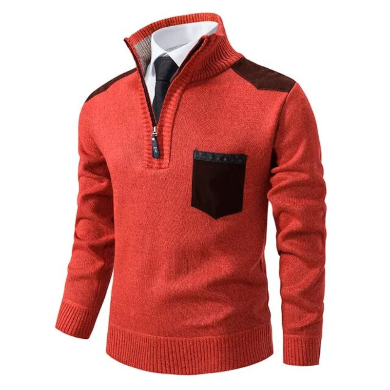 Dervaux | Pullover Trui met kraag en borstzak
