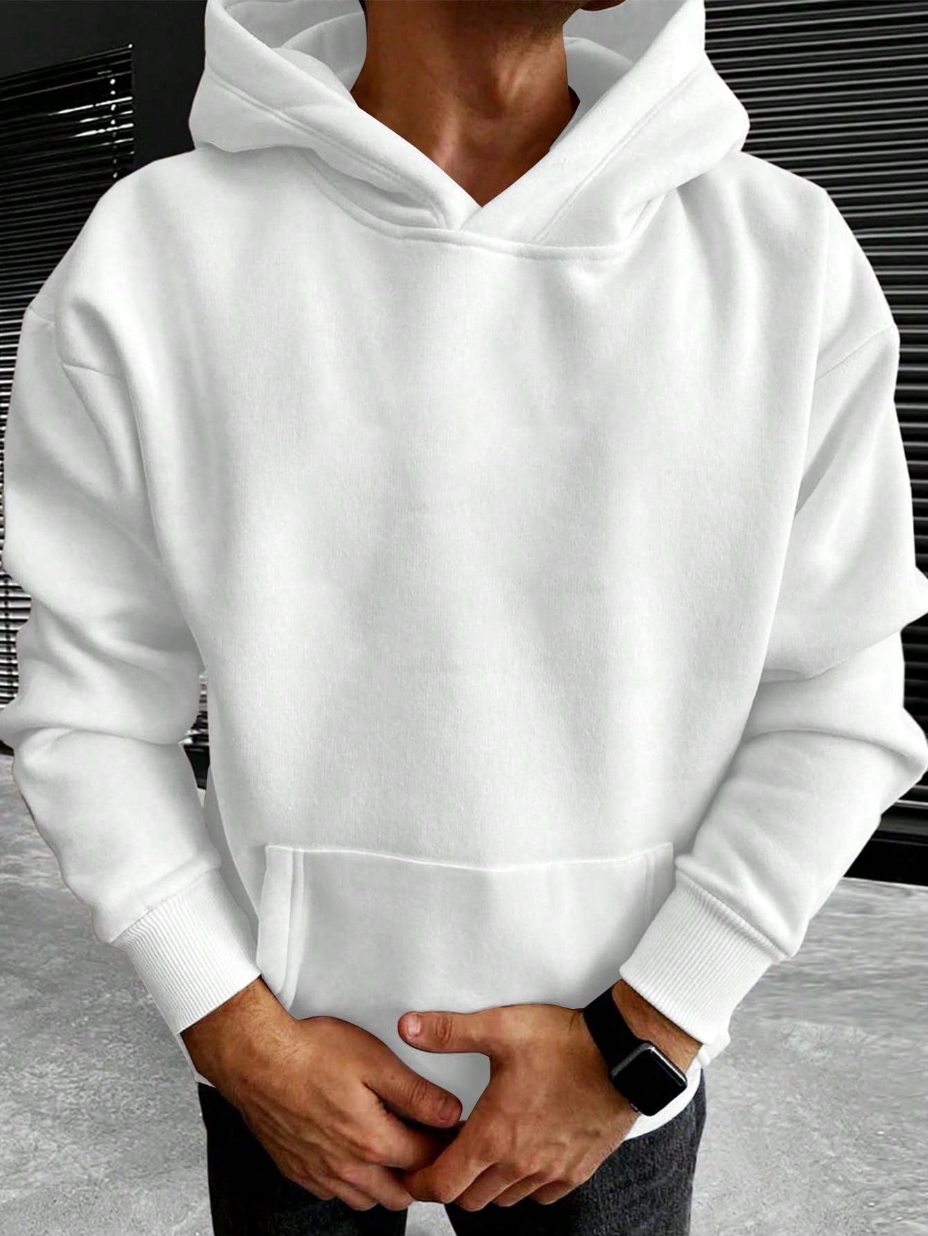 Heren Hoodie Effen Kleur Oversized Casual Wit