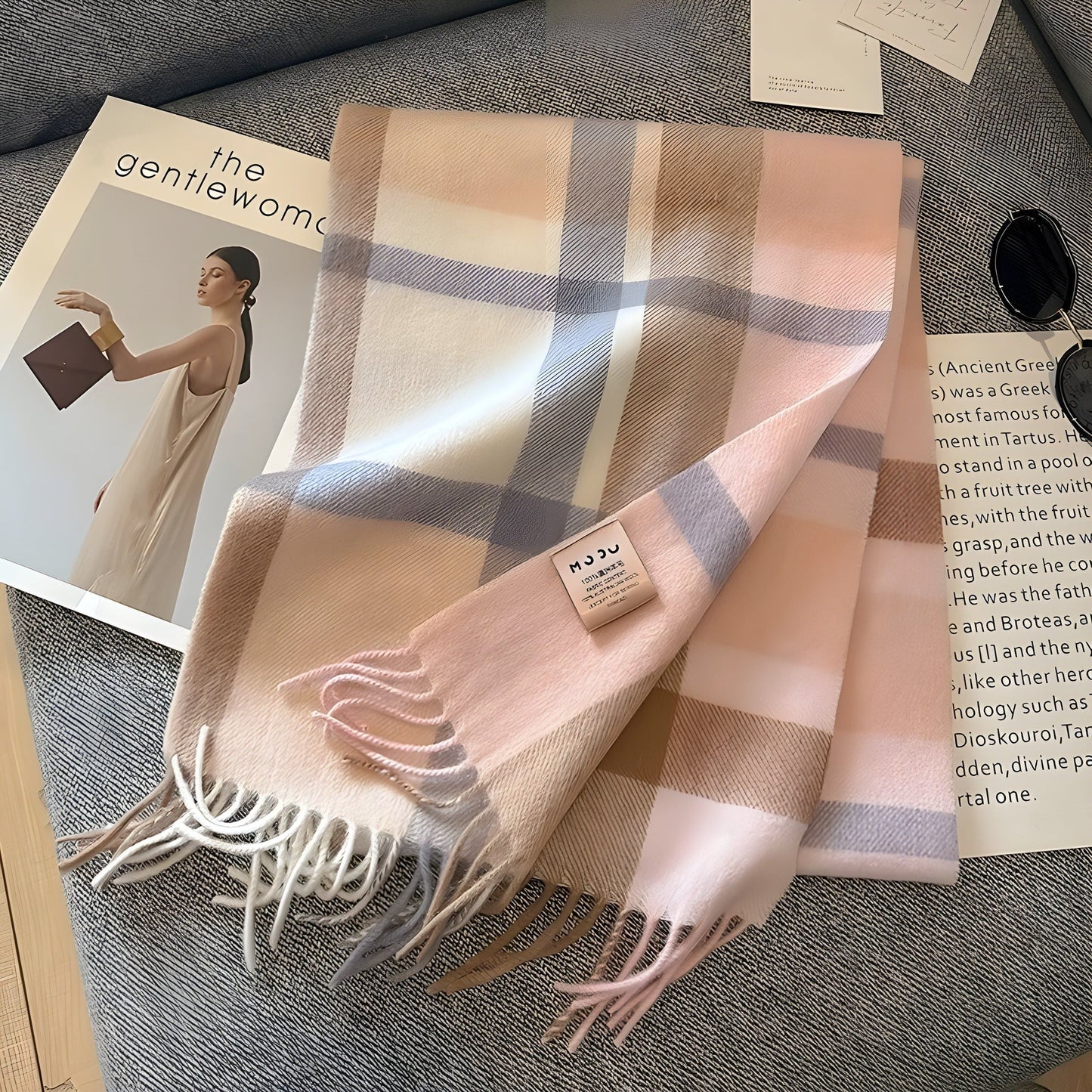 CashmereBreeze Sjaal - Casual Britse Geruite Kasjmier Winter Sjaal voor Vrouwen T 32x188cm