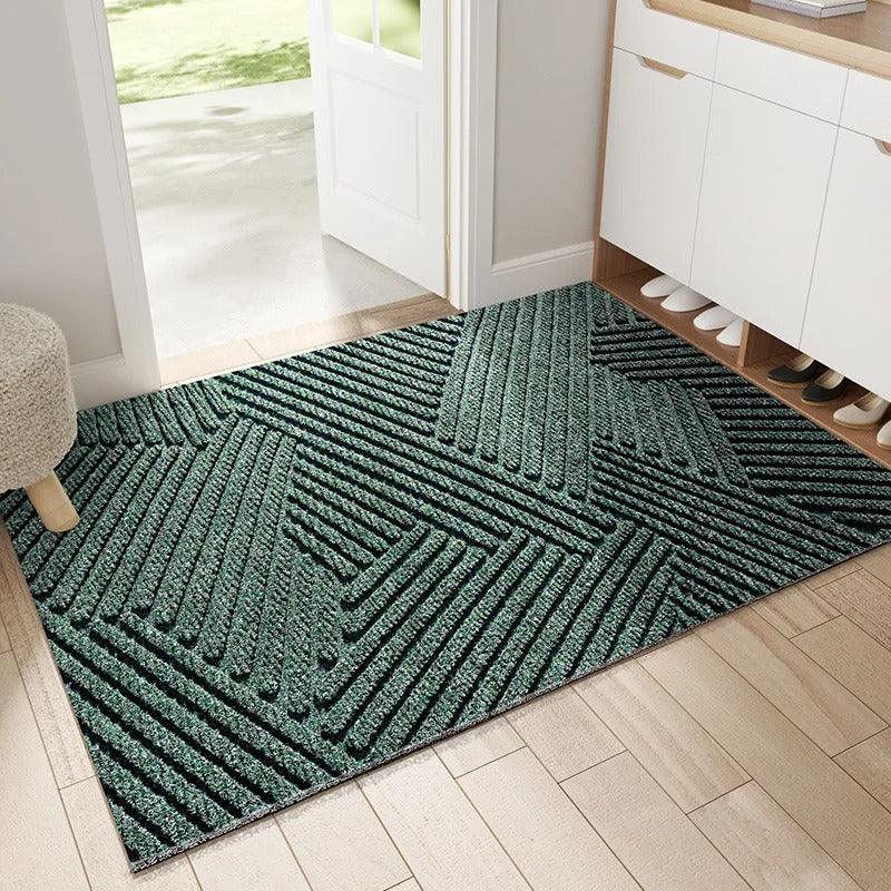 Moderne, Noordse stylish PVC voetmat │ Niet-slip vloermat voor de ingangruimte │ Zandverwijderende voetkussen Groen