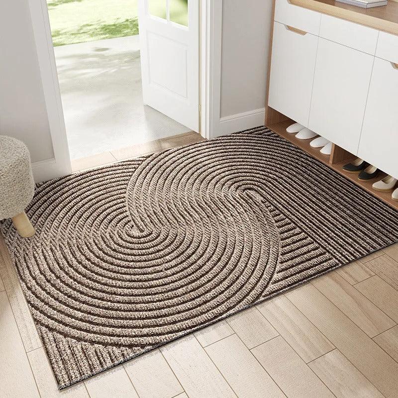 Moderne, Noordse stylish PVC voetmat │ Niet-slip vloermat voor de ingangruimte │ Zandverwijderende voetkussen Khaki