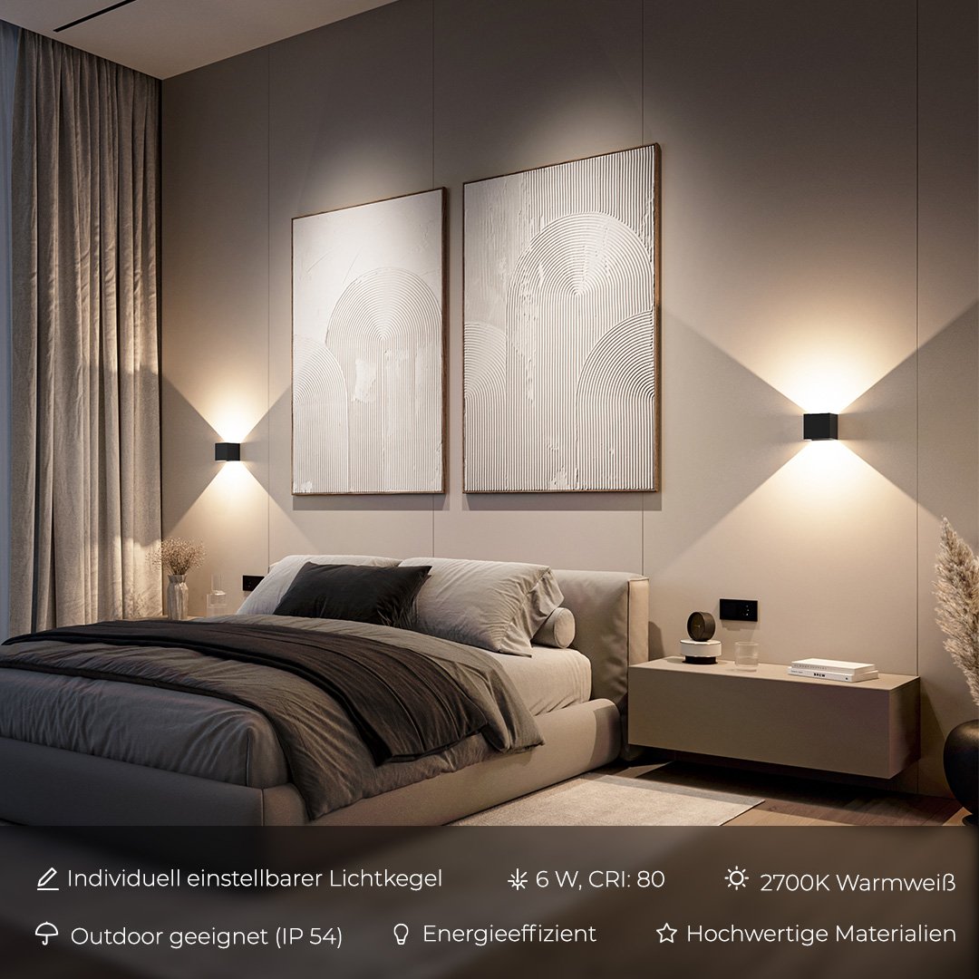 Verstelbare LED Wandlamp Buiten met Warm Wit Licht – Energiezuinige Muurlamp voor Binnen en Buiten, IP65 Waterdicht