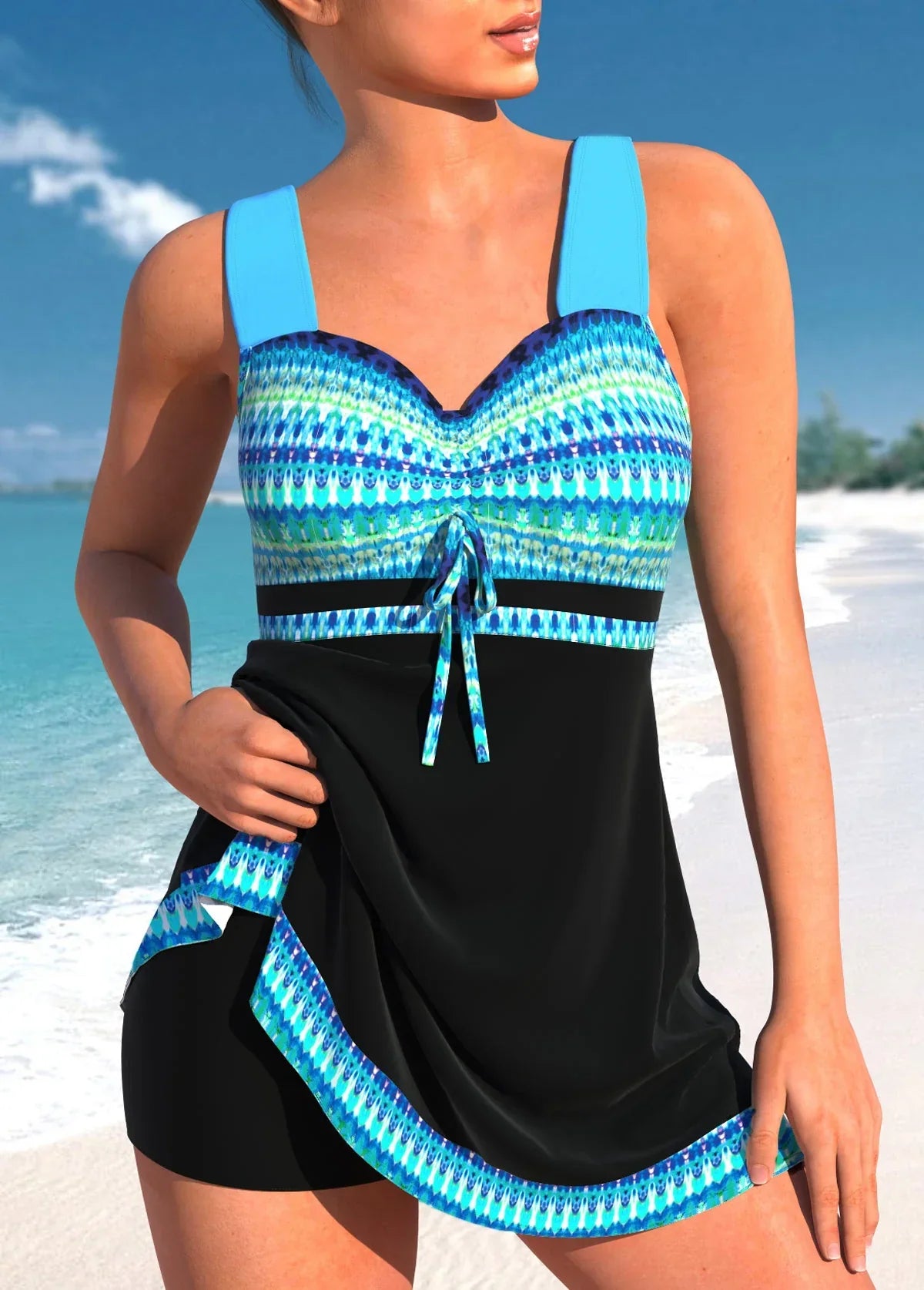 Badpak Lichtgewicht Comfortabele Badpak Tankini Voor Dames Blauw