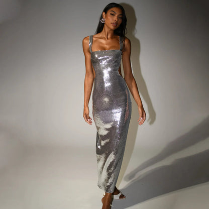 Shay Sequin Cut Out Maxi Jurk