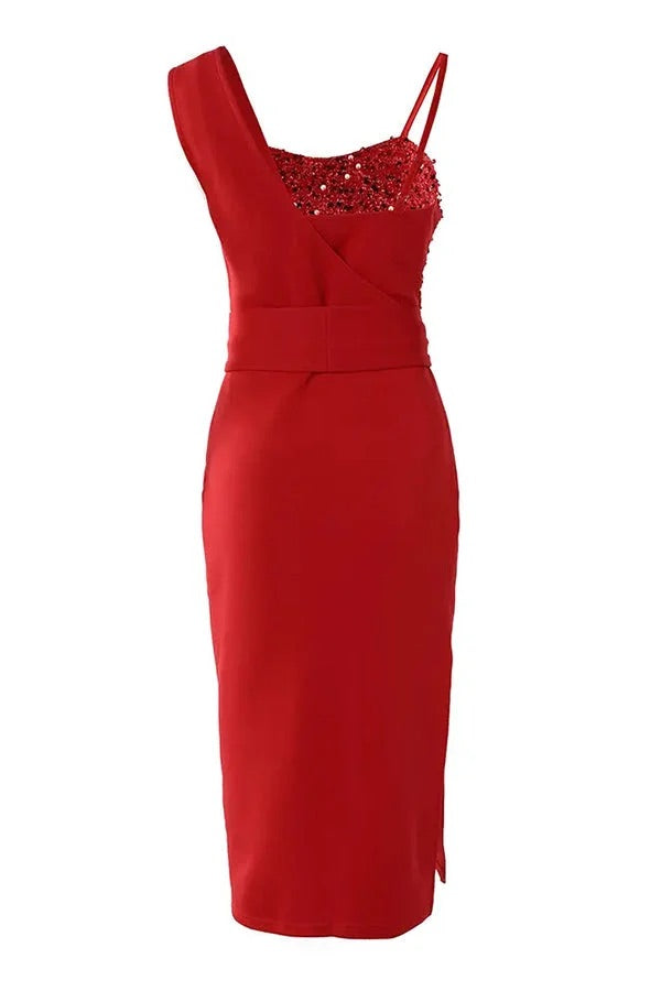 Dames Partykleed Pailletten Patch Split Kniehoog Polyester