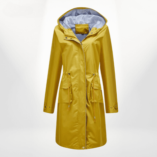 Trenchcoat Waterproof Over-Knee Hooded Adjustable Waist Geel