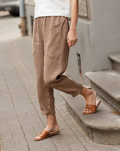 Dames Tapered Broek Relaxed Pasvorm Elastische Taille Ademend
