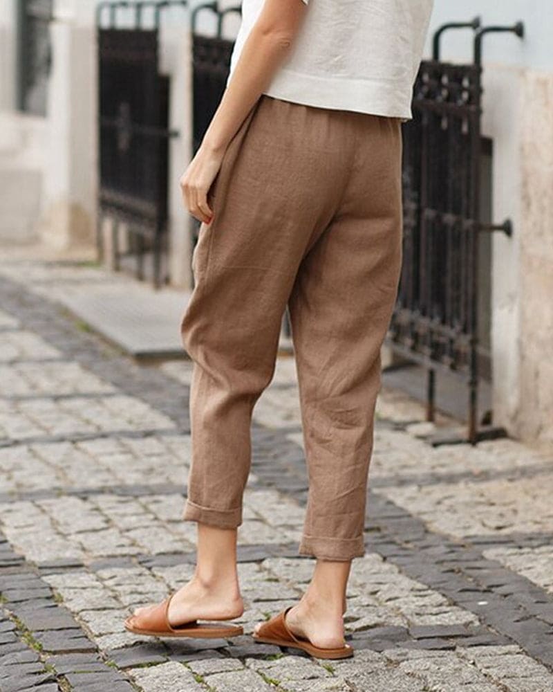 Dames Tapered Broek Relaxed Pasvorm Elastische Taille Ademend