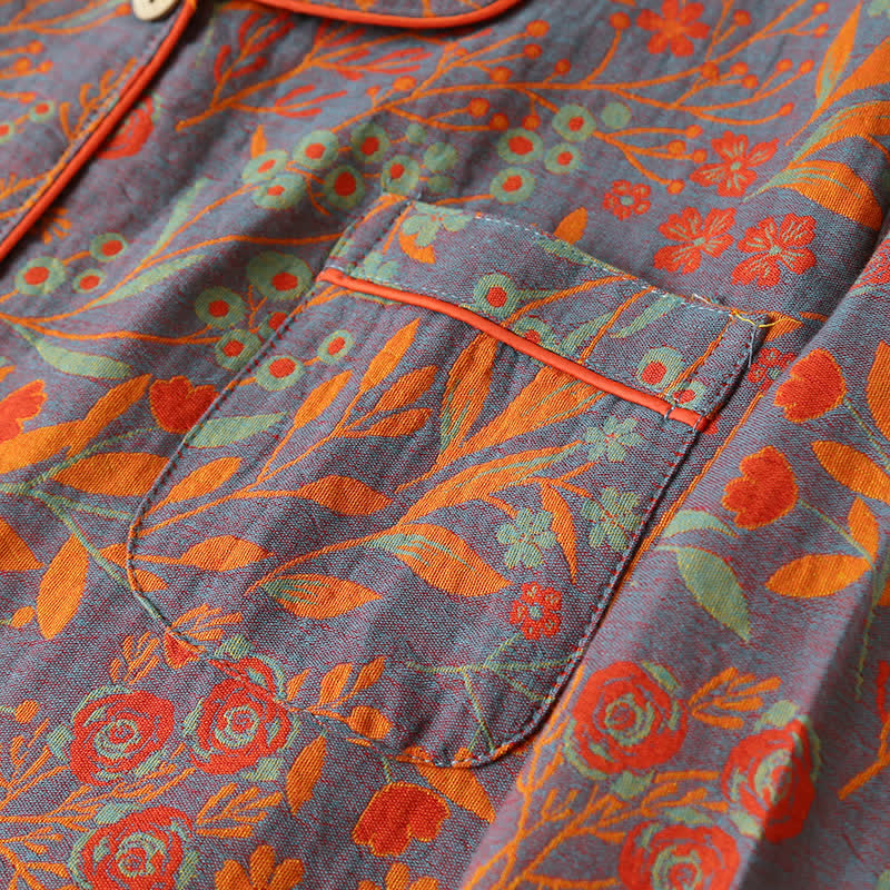 Vintage Leaf Katoenen Loungewear Set