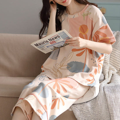 Bloembladprint Katoenen Loungewear Set