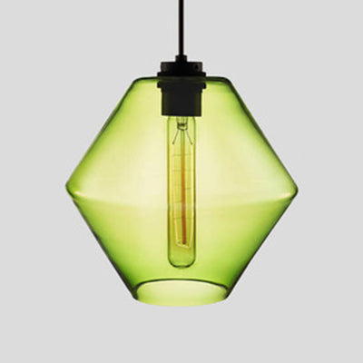 Cilindrische Hanglamp Glas Roze/Geel/Blauw Plafondlamp Groen C