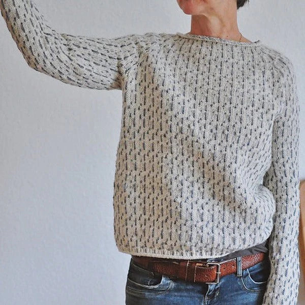 Dames Elegante Ronde Hals Trui Grijs Zachte Stof Comfort