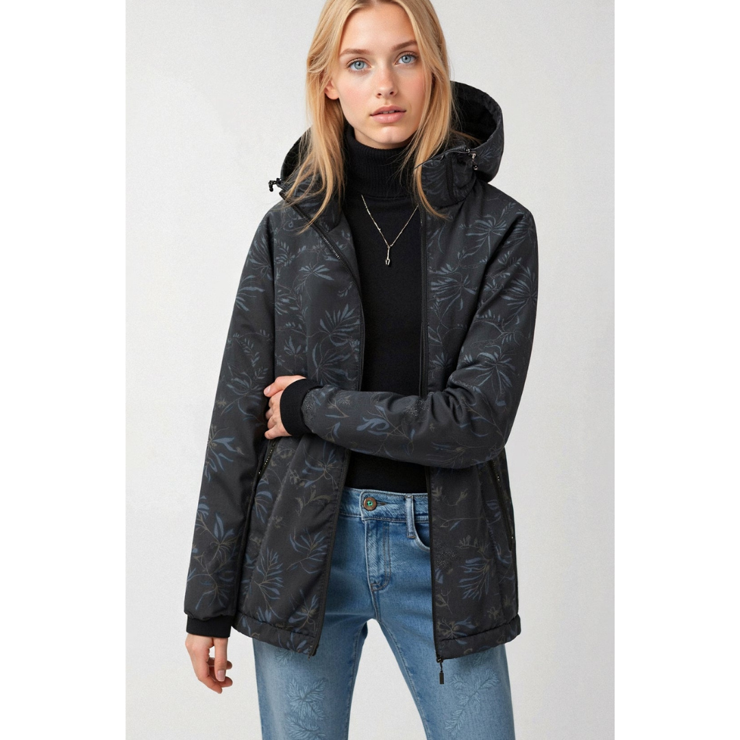 Dames Windbreaker – Lichte Waterdichte Regenjas met Capuchon en Ritssluiting Zwart