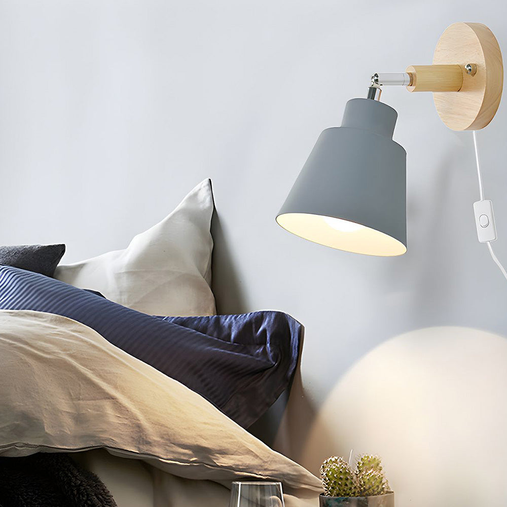 Kleurrijke Houten IJzeren Slaapkamer Wandlamp met Schakelaar