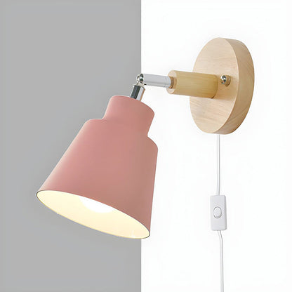 Kleurrijke Houten IJzeren Slaapkamer Wandlamp met Schakelaar Roze D12*H10CM