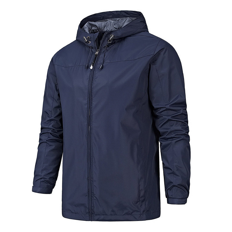 Heren Regenjas – Zwarte Waterdichte Jas Licht en Ademend voor Comfort Donkerblauw