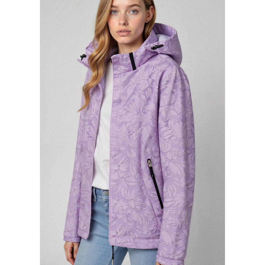 Dames Windbreaker – Lichte Waterdichte Regenjas met Capuchon en Ritssluiting Paars