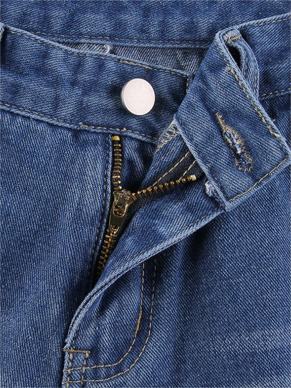 Dames Spijkerbroek Katoen met Hartpatroon - Gewassen Vintage Look