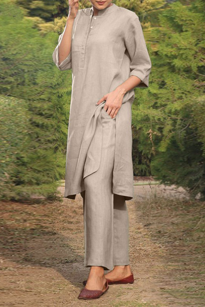 Casual Effen Zak O-Hals Lange Mouw Tweedelig Pak