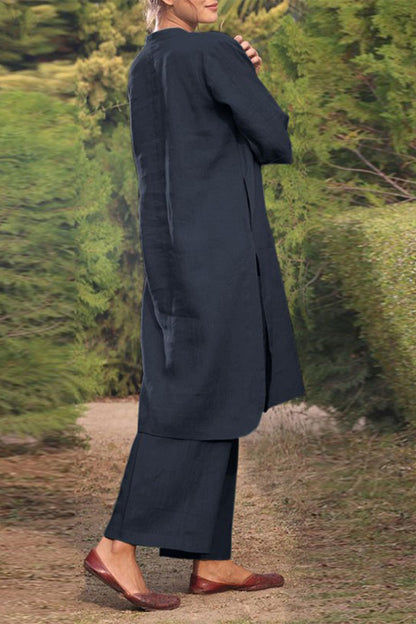 Casual Effen Zak O-Hals Lange Mouw Tweedelig Pak