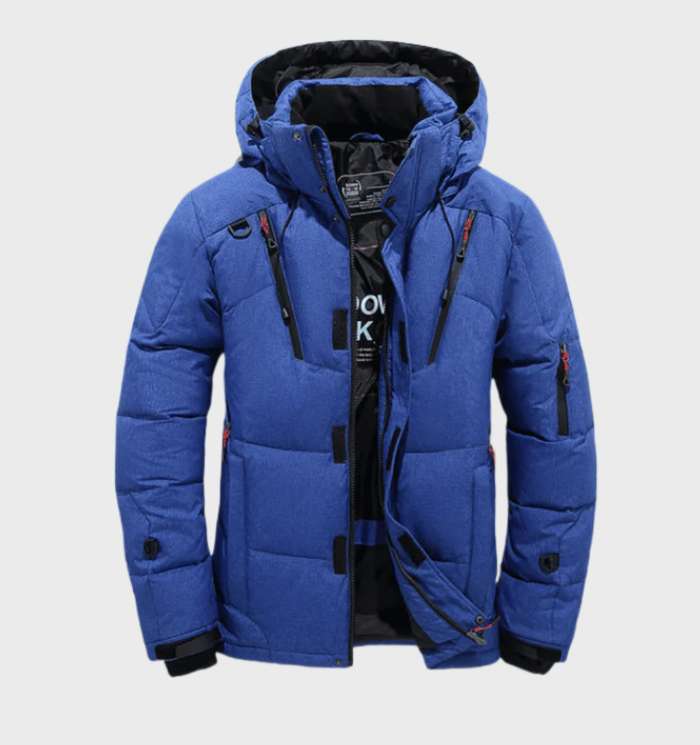 Parka Dik Gevoerde Waterdichte Winddichte Winterjas Fleece Marineblauw