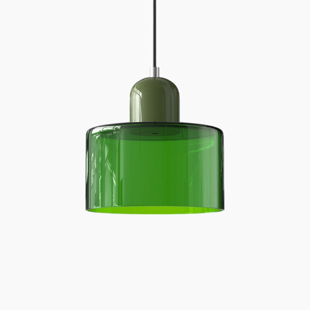 Kleine Glas-Pendelleuchte - LED, Glas/Metall, Max 12W, Drukknop, E27, CE/UL Gecertificeerd, Moderne Elegant Lichtgroen Groen