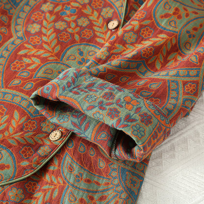 Vintage Jacquard Ronde Hals Loungewear Set