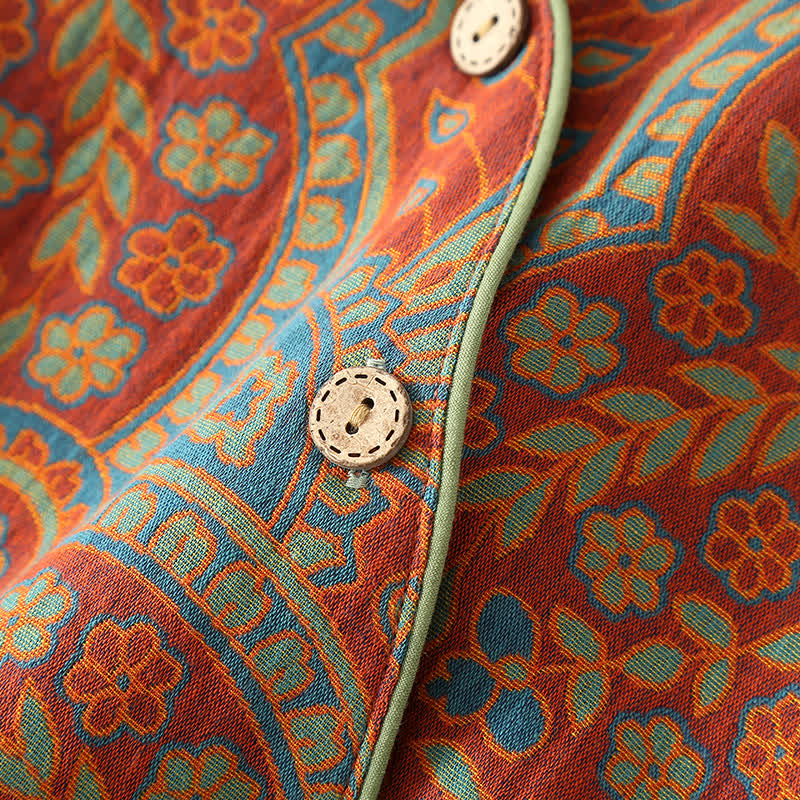 Vintage Jacquard Ronde Hals Loungewear Set