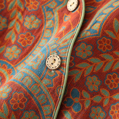 Vintage Jacquard Ronde Hals Loungewear Set