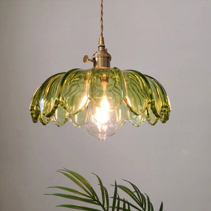 Hanglamp Groene Glazen Golfvormige Retro 1 Lamp Open Keuken