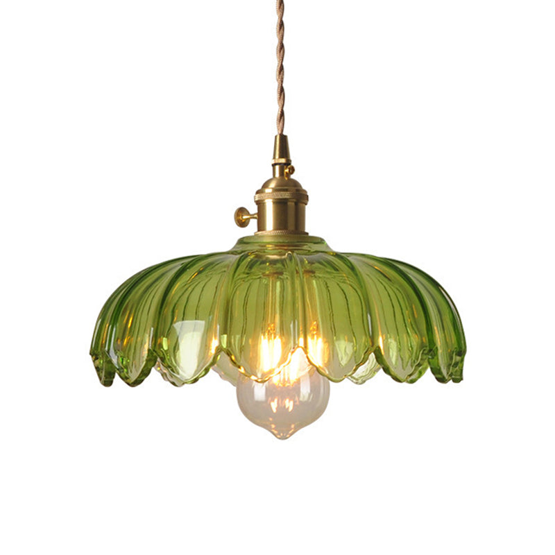 Hanglamp Groene Glazen Golfvormige Retro 1 Lamp Open Keuken