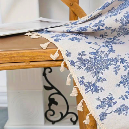 Semi-doorlatend Gordijn met Blauw Rozenpatroon van 100% Polyester voor Raamdecoratie in Woonkamer en Slaapkamer