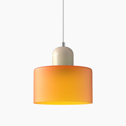 Kleine Glas-Pendelleuchte - LED, Glas/Metall, Max 12W, Drukknop, E27, CE/UL Gecertificeerd, Moderne Elegant Oranje Beige