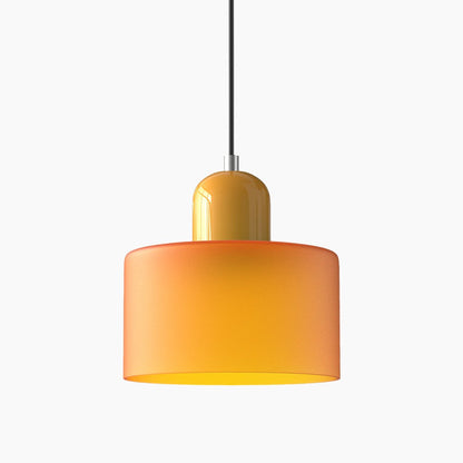 Kleine Glas-Pendelleuchte - LED, Glas/Metall, Max 12W, Drukknop, E27, CE/UL Gecertificeerd, Moderne Elegant Oranje Geel