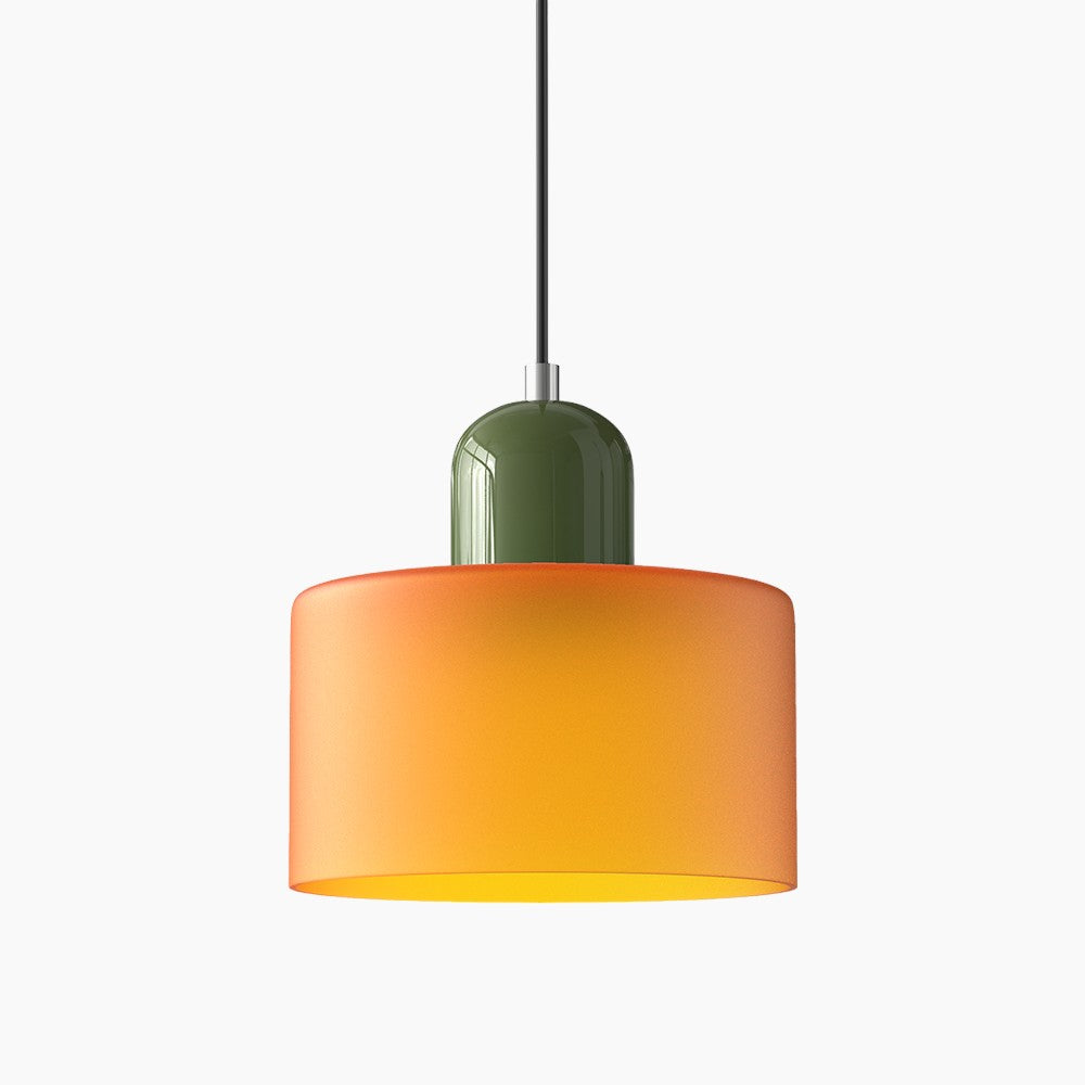 Kleine Glas-Pendelleuchte - LED, Glas/Metall, Max 12W, Drukknop, E27, CE/UL Gecertificeerd, Moderne Elegant Oranje Groen