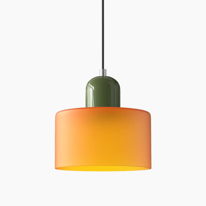 Kleine Glas-Pendelleuchte - LED, Glas/Metall, Max 12W, Drukknop, E27, CE/UL Gecertificeerd, Moderne Elegant Oranje Groen