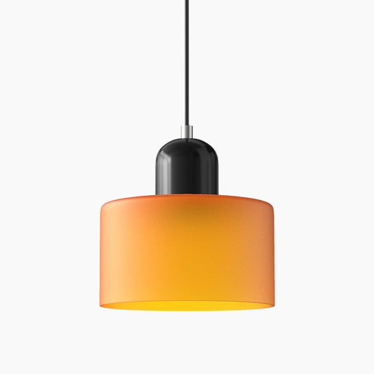 Kleine Glas-Pendelleuchte - LED, Glas/Metall, Max 12W, Drukknop, E27, CE/UL Gecertificeerd, Moderne Elegant Oranje Zwart