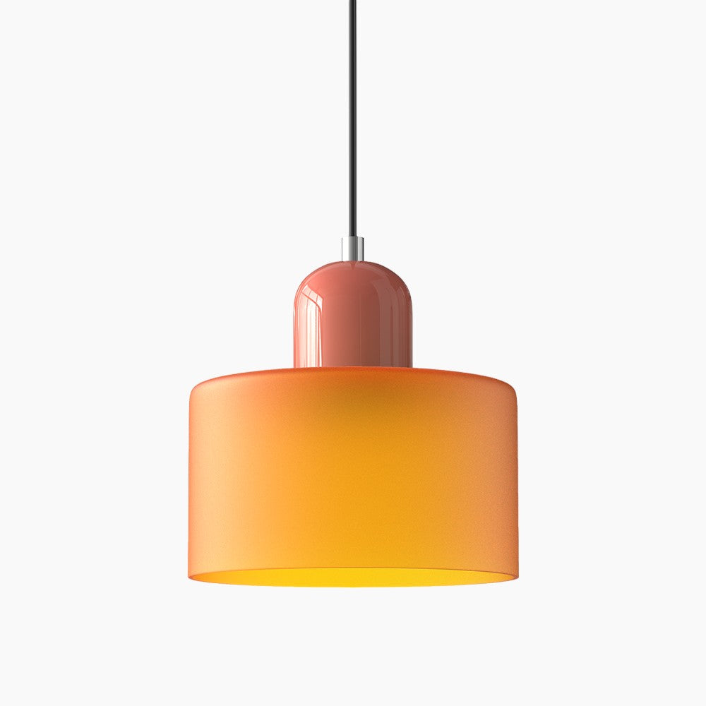 Kleine Glas-Pendelleuchte - LED, Glas/Metall, Max 12W, Drukknop, E27, CE/UL Gecertificeerd, Moderne Elegant Oranje Roze