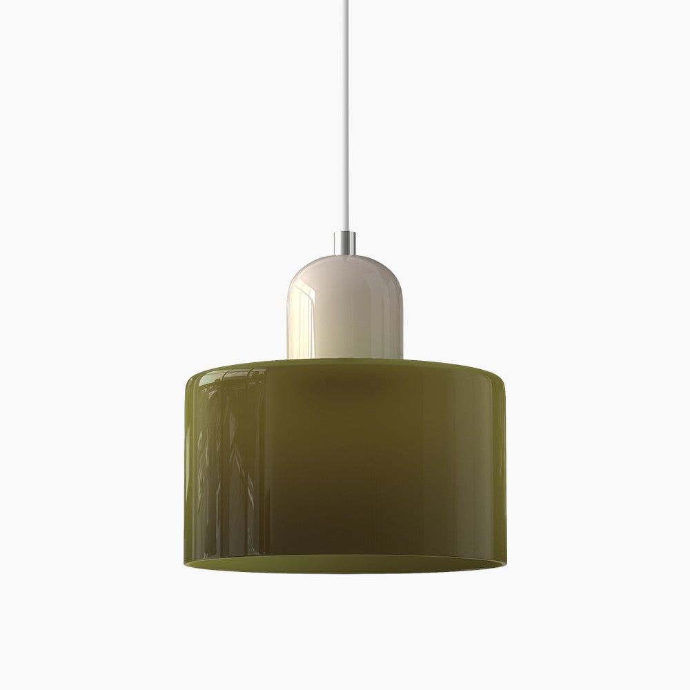 Kleine Glas-Pendelleuchte - LED, Glas/Metall, Max 12W, Drukknop, E27, CE/UL Gecertificeerd, Moderne Elegant Groen Beige