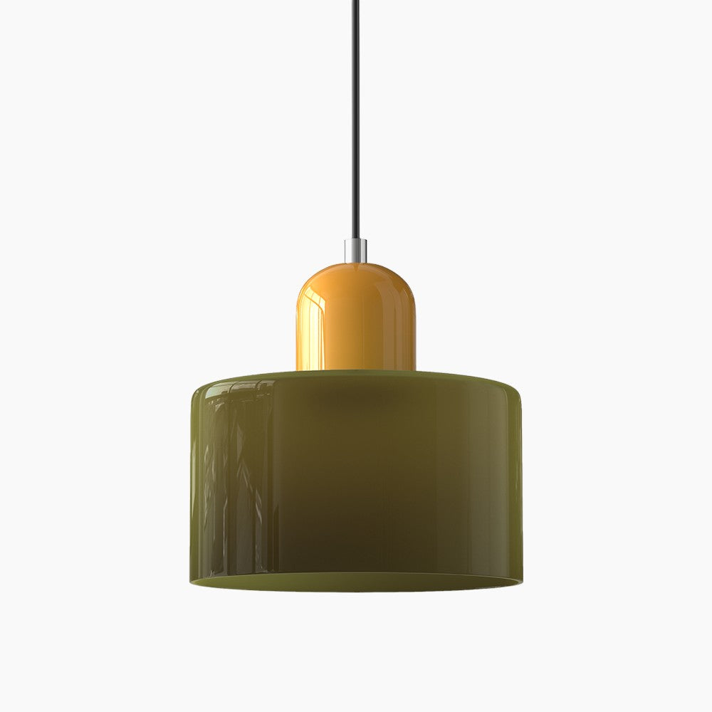 Kleine Glas-Pendelleuchte - LED, Glas/Metall, Max 12W, Drukknop, E27, CE/UL Gecertificeerd, Moderne Elegant Groen Geel
