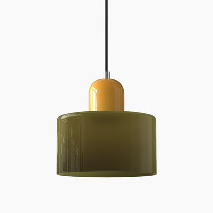 Kleine Glas-Pendelleuchte - LED, Glas/Metall, Max 12W, Drukknop, E27, CE/UL Gecertificeerd, Moderne Elegant Groen Geel
