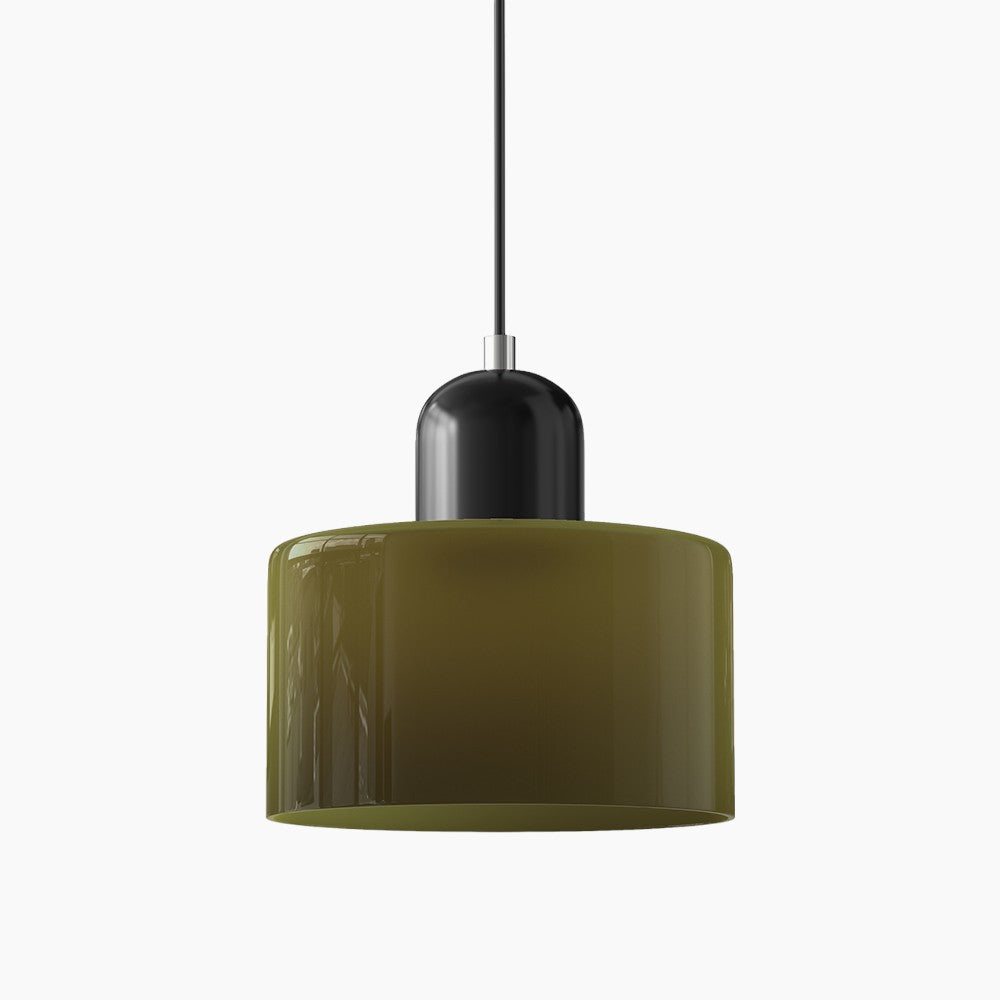 Kleine Glas-Pendelleuchte - LED, Glas/Metall, Max 12W, Drukknop, E27, CE/UL Gecertificeerd, Moderne Elegant Groen Zwart